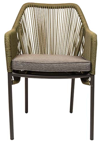 Marlis-Olive-Front Sessel Marlis, Geflecht olive, Kunststoff Seilgeflecht, Terrassensessel, Outdoorsessel - Front