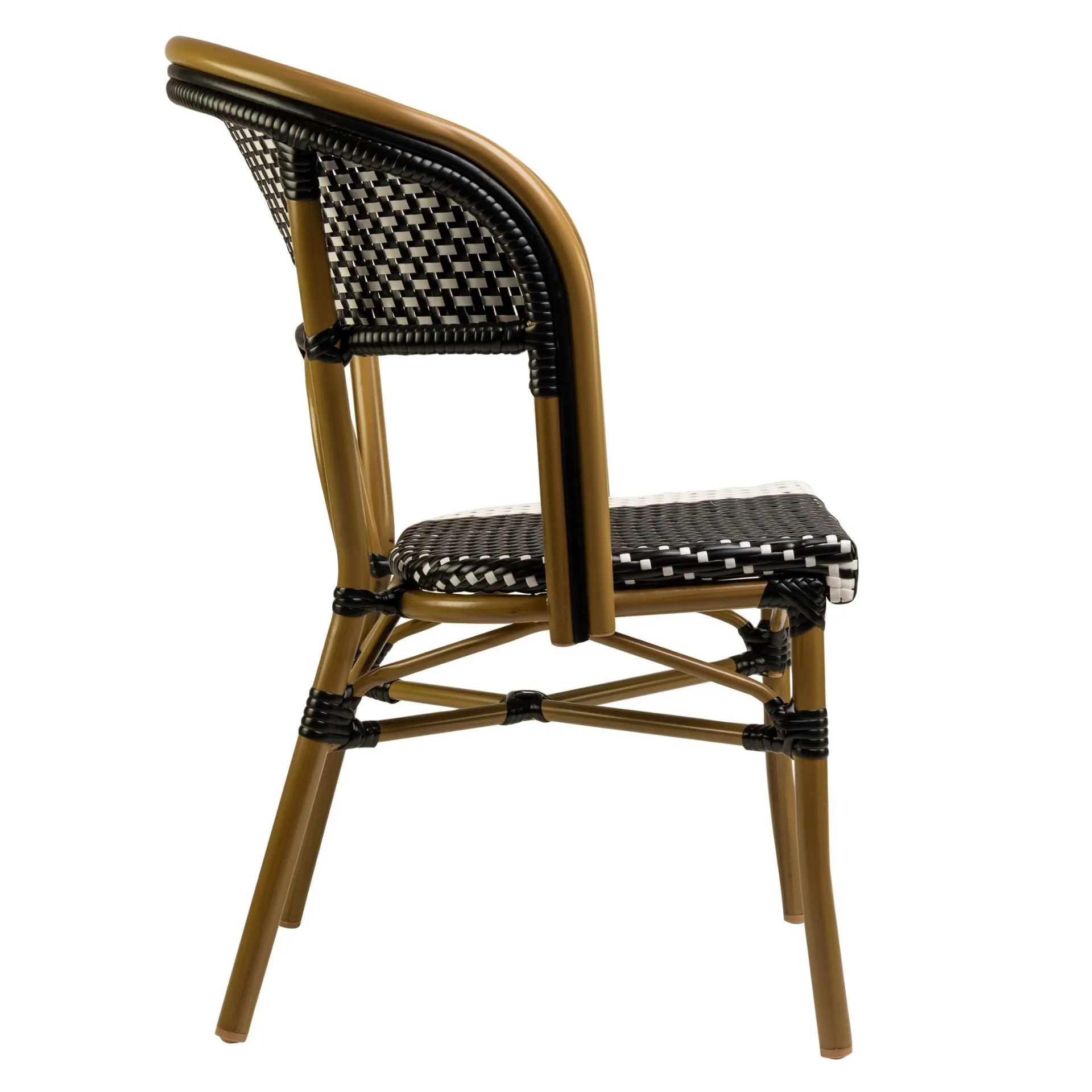 Stuhl Nizza, Gewebe black-white, Polyrattan, Terrassenstuhl, Outdoorstuhl