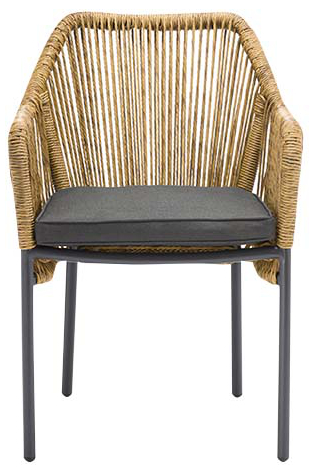 Marlis-Natur-Front Sessel Marlis, Geflecht natur, Kunststoff Seilgeflecht, Terrassensessel, Outdoorsessel - Front