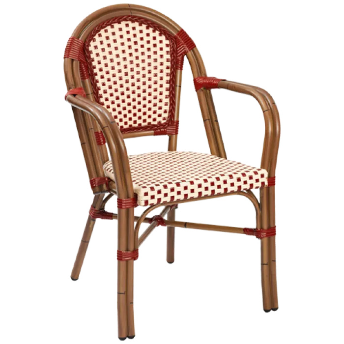 Stuhl Ulrike AL, Gewebe rot-beige, Polyrattan, Terrassenstuhl, Outdoorstuhl Stuhl Ulrike AL, Gewebe rot-beige, Polyrattan, Terrassenstuhl, Outdoorstuhl