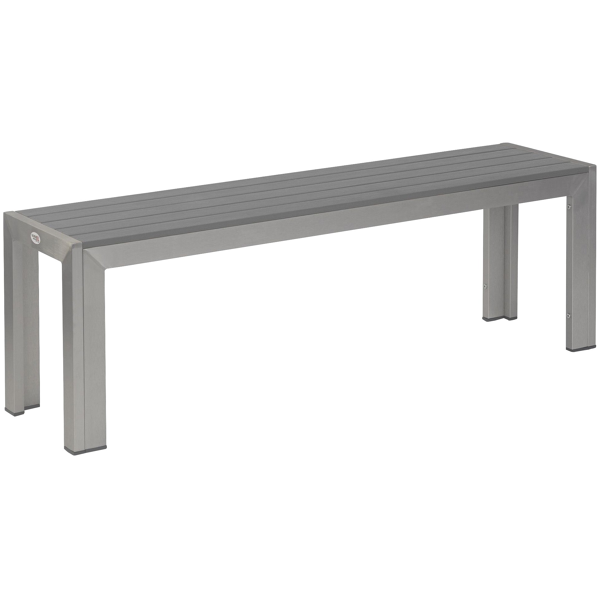 Bank Gregor, Polywood grau, Edelstahloptik, Terrassenbank, Outdoorbank