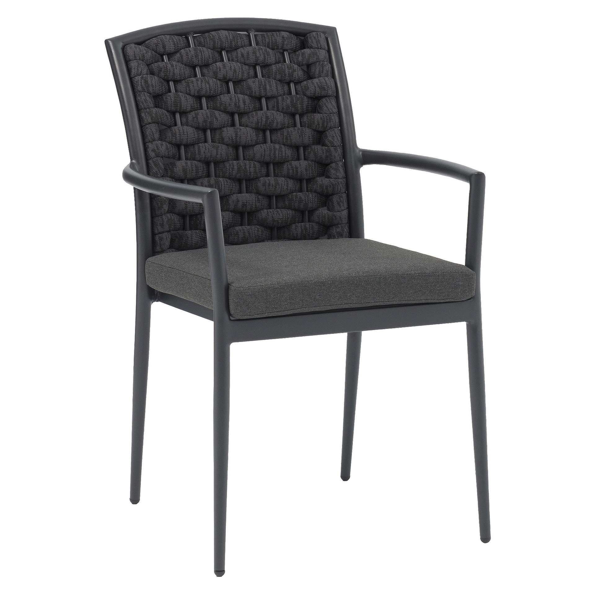 Stuhl Cleo, Geflecht anthrazit, Textilen, Terrassenstuhl, Outdoorstuhl