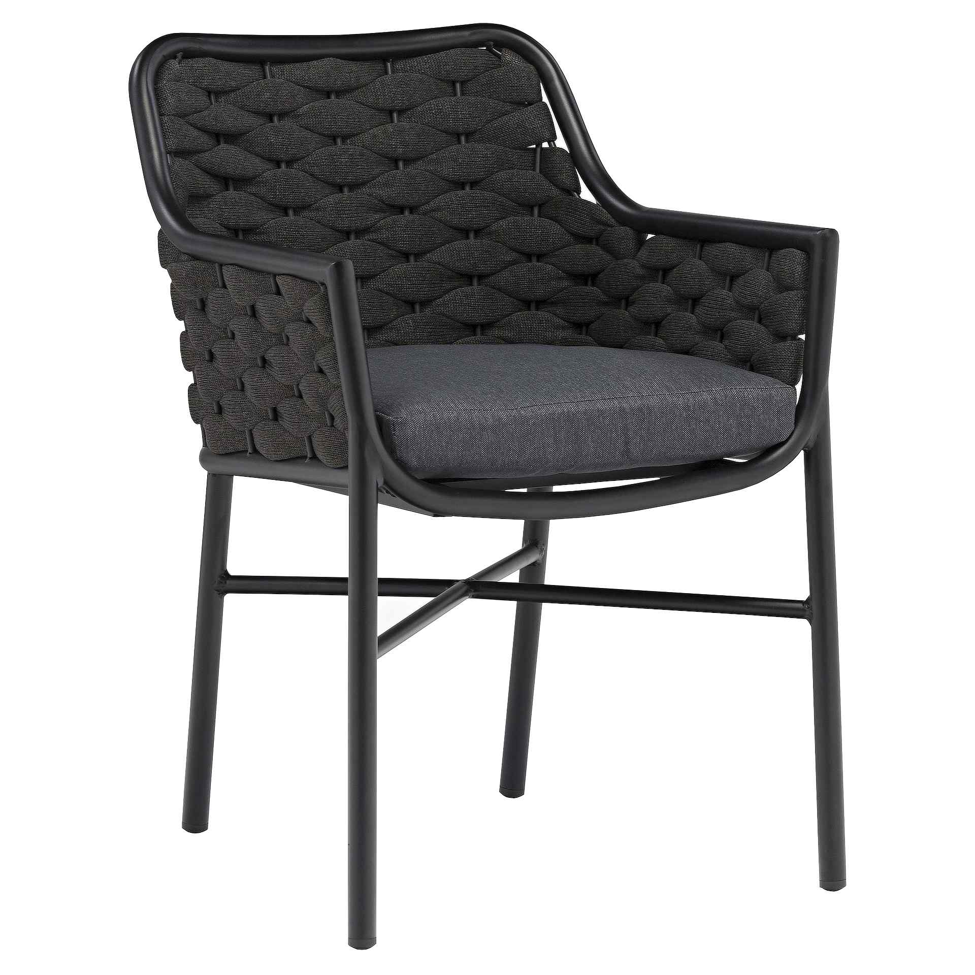 Stuhl Putri, Geflecht anthrazit, Textilen, Terrassenstuhl, Outdoorstuhl