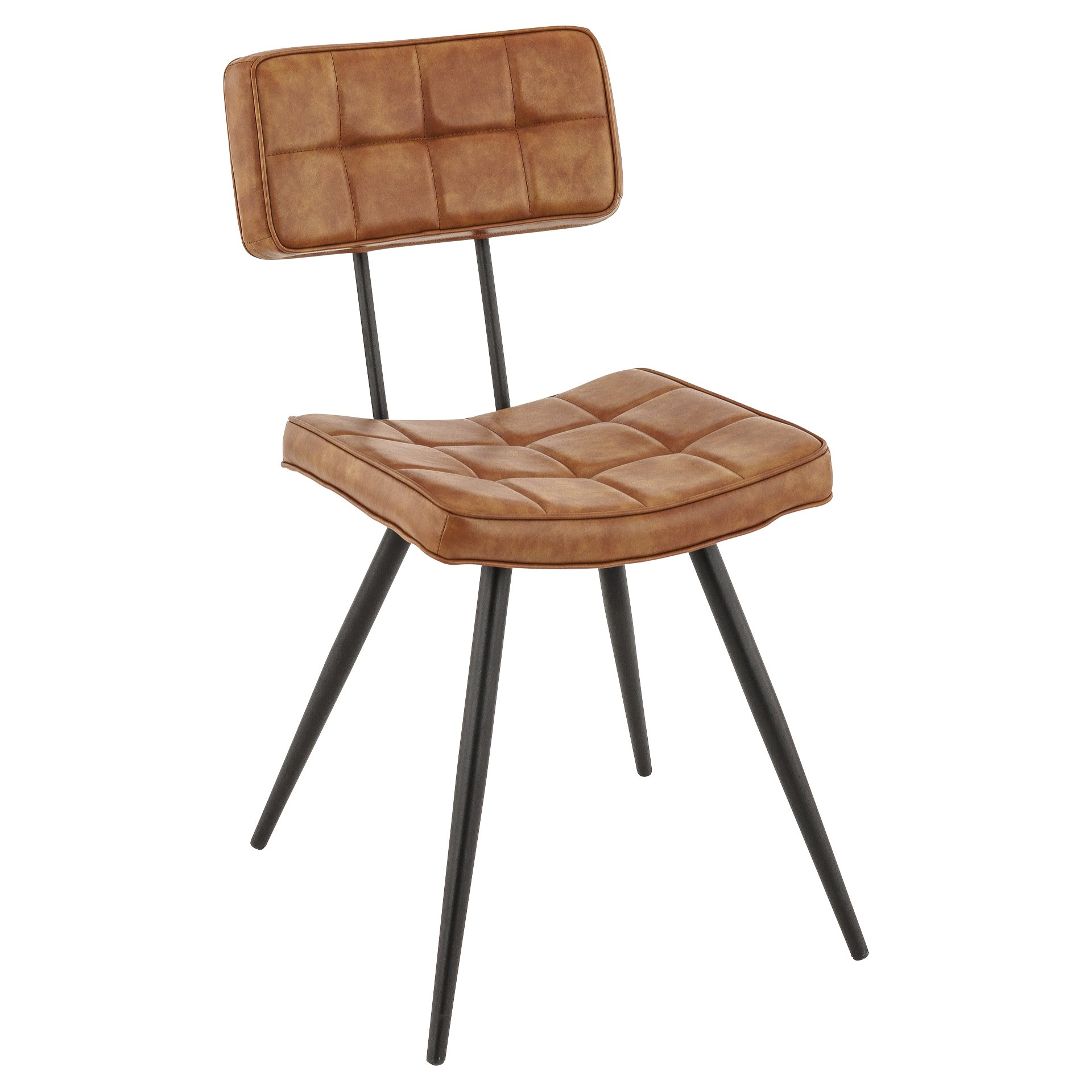 Stuhl Karola, Polster Cognac, Gestell Schwarz, Polsterstuhl, Factory Industrie Design