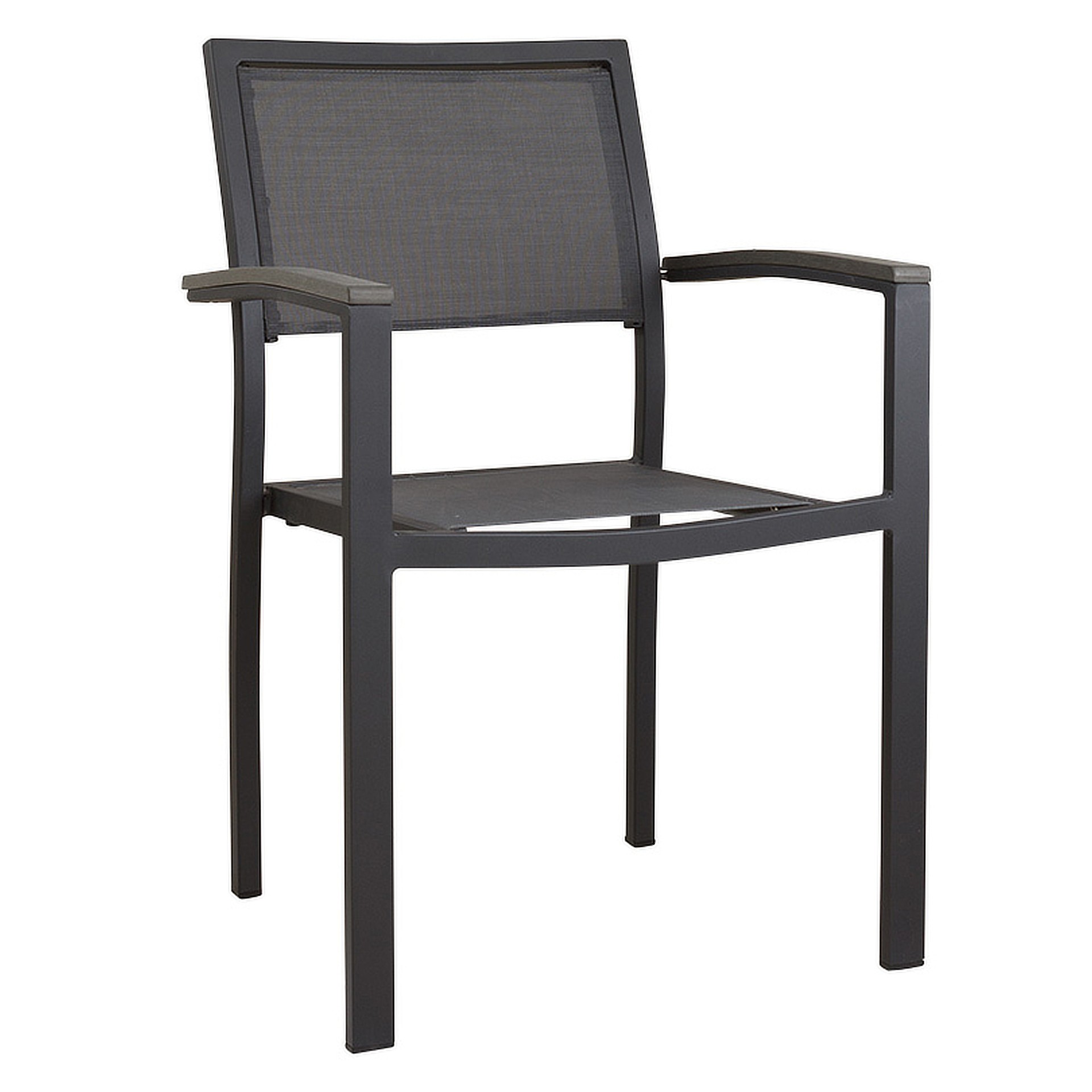 Stuhl Katy, Gewebe anthrazit, Textilen, Gestell Anthrazit, Terrassenstuhl, Outdoorstuhl