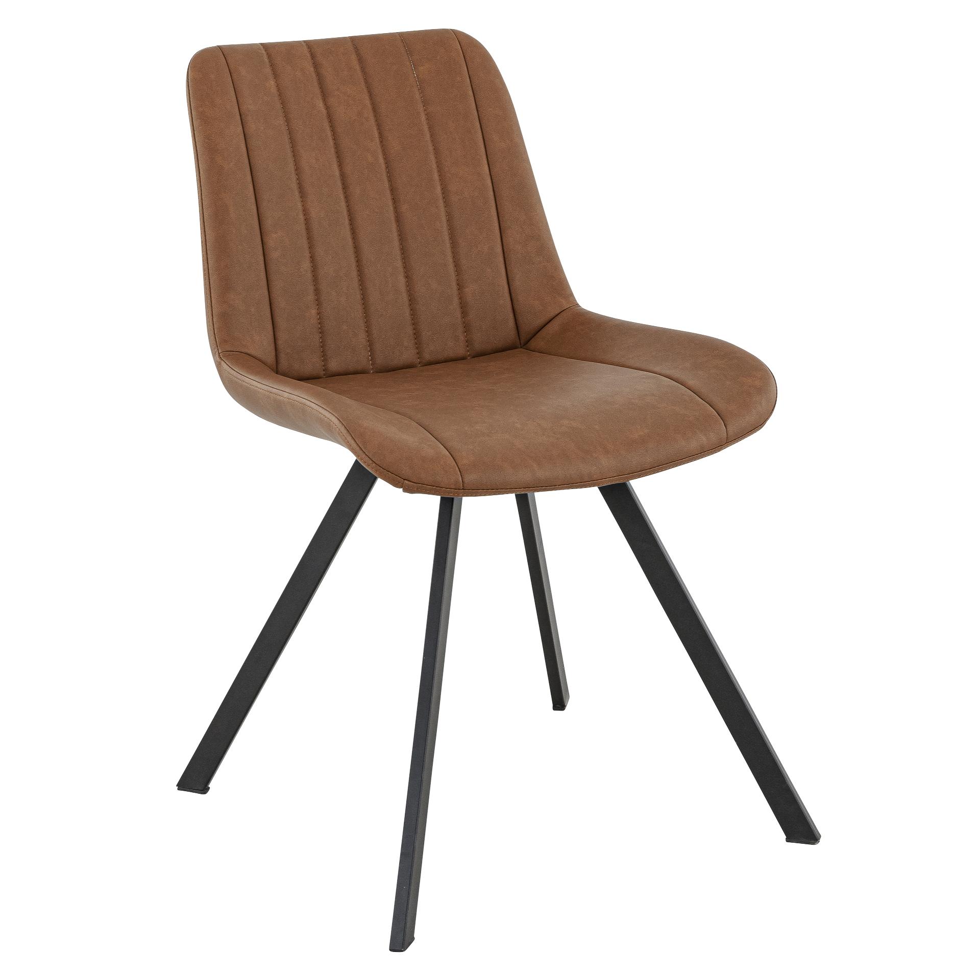 Stuhl Madison, Polster Cognac, Schwarz, Polsterstuhl, Factory Industrie Design