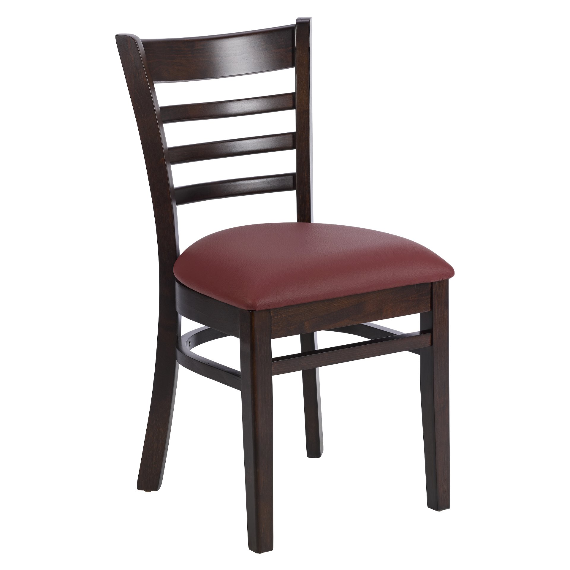 Stuhl Bruno, Polster bordeaux, Nussbaum dunkel, Polsterstuhl, Holzstuhl