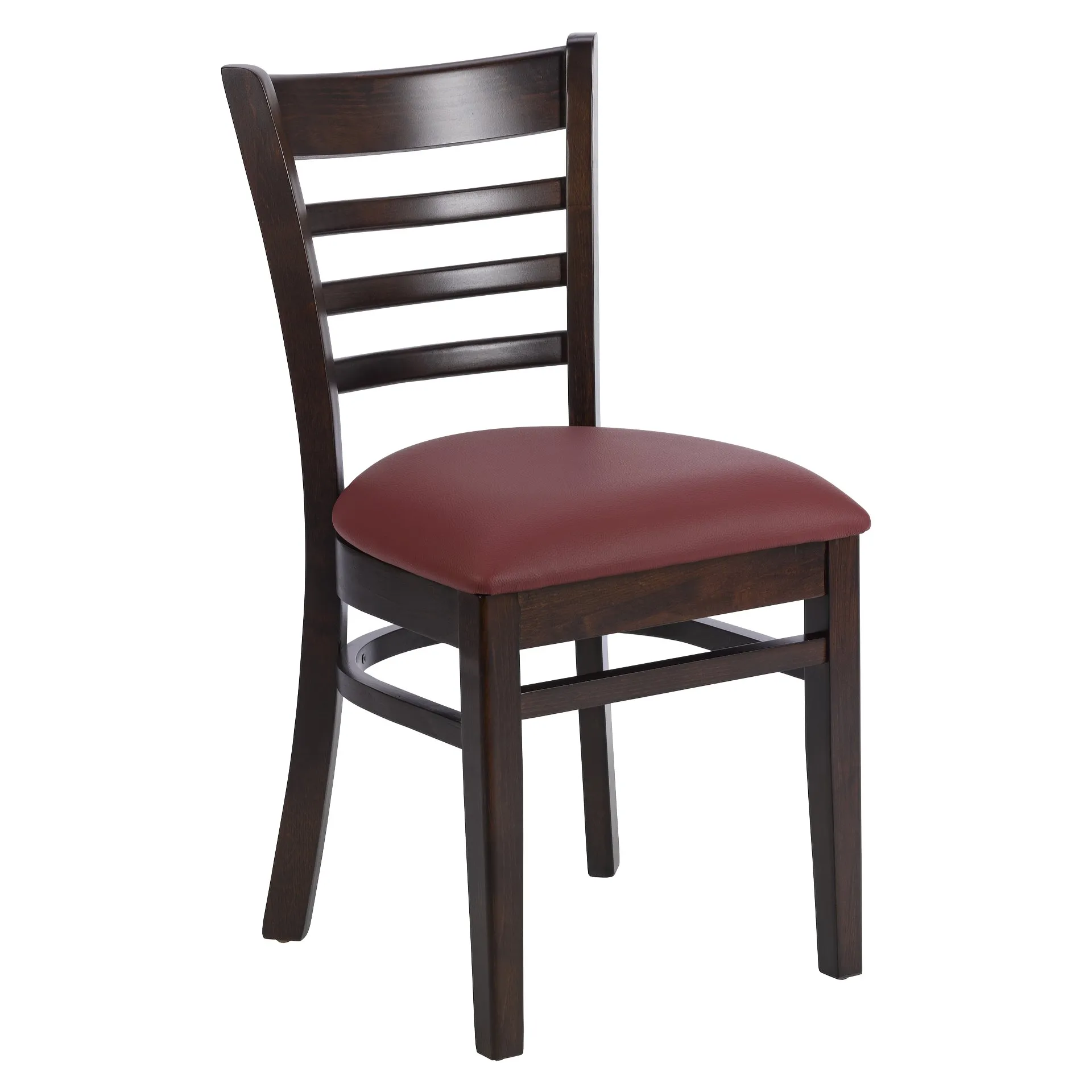 Stuhl Bruno, Polster bordeaux, Nussbaum dunkel, Polsterstuhl, Holzstuhl