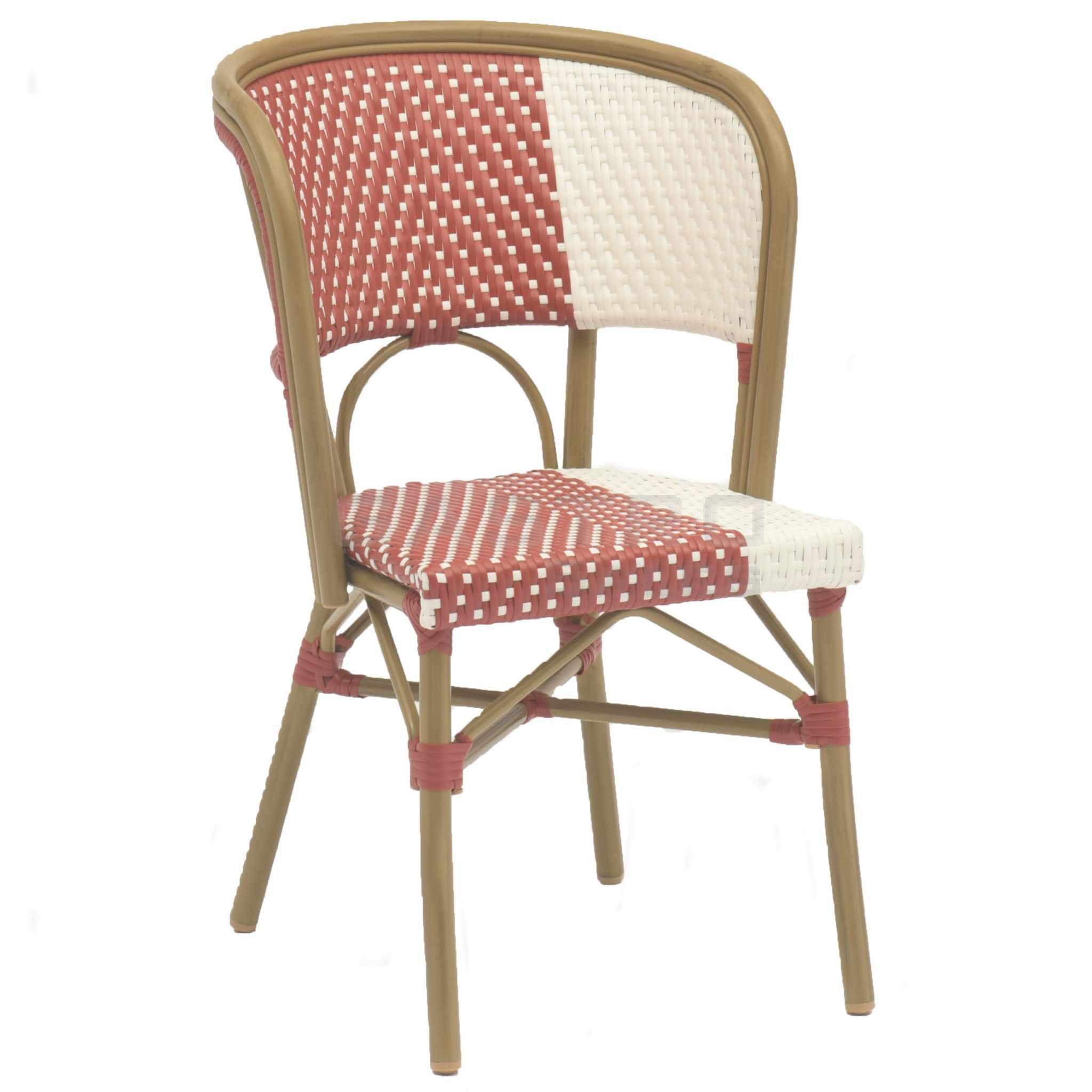 Stuhl Nizza, Geflecht pink-beige, Polyrattan, Terrassenstuhl, Outdoorstuhl