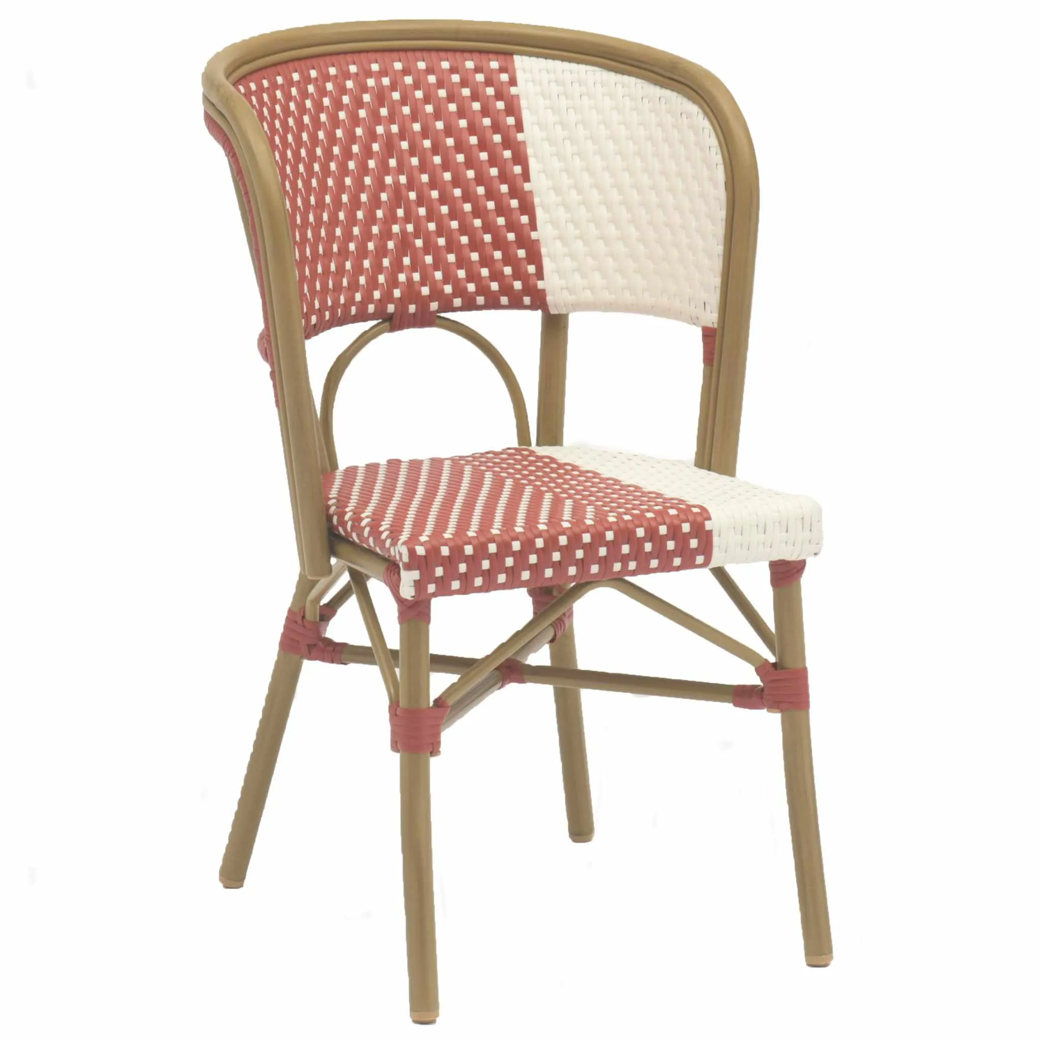 Stuhl Nizza, Gewebe red-white, Polyrattan, Terrassenstuhl, Outdoorstuhl