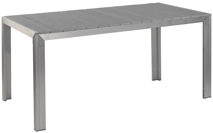 Gregor-160-grau Terrassentisch Gregor 160x80, Polywood grau, Edelstahloptik, Terrassentisch, Outdoortisch