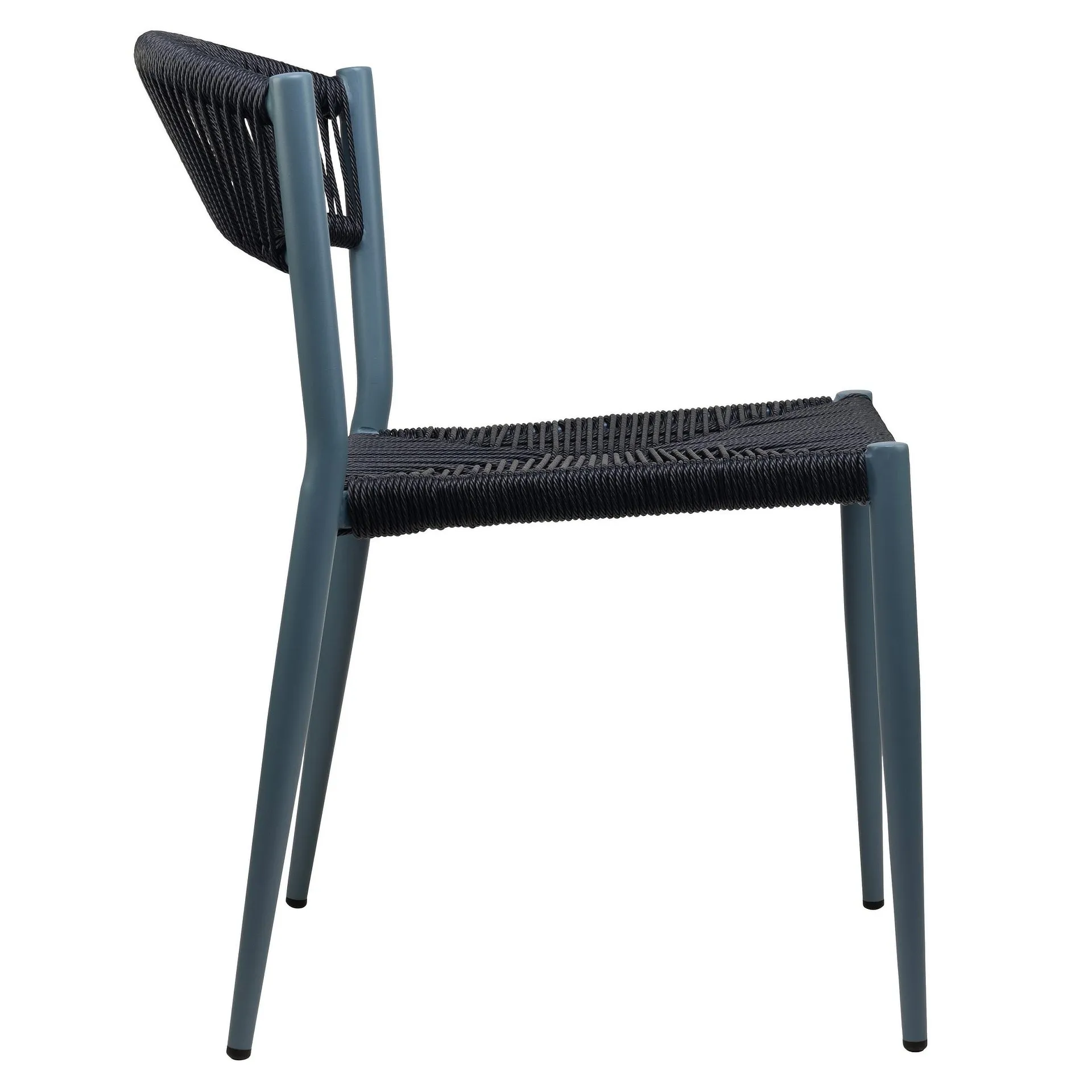 Stuhl Senna, Geflecht blue, Gestell blue, Seilgeflecht in Binsenoptik, Terrassenstuhl, Outdoorstuhl