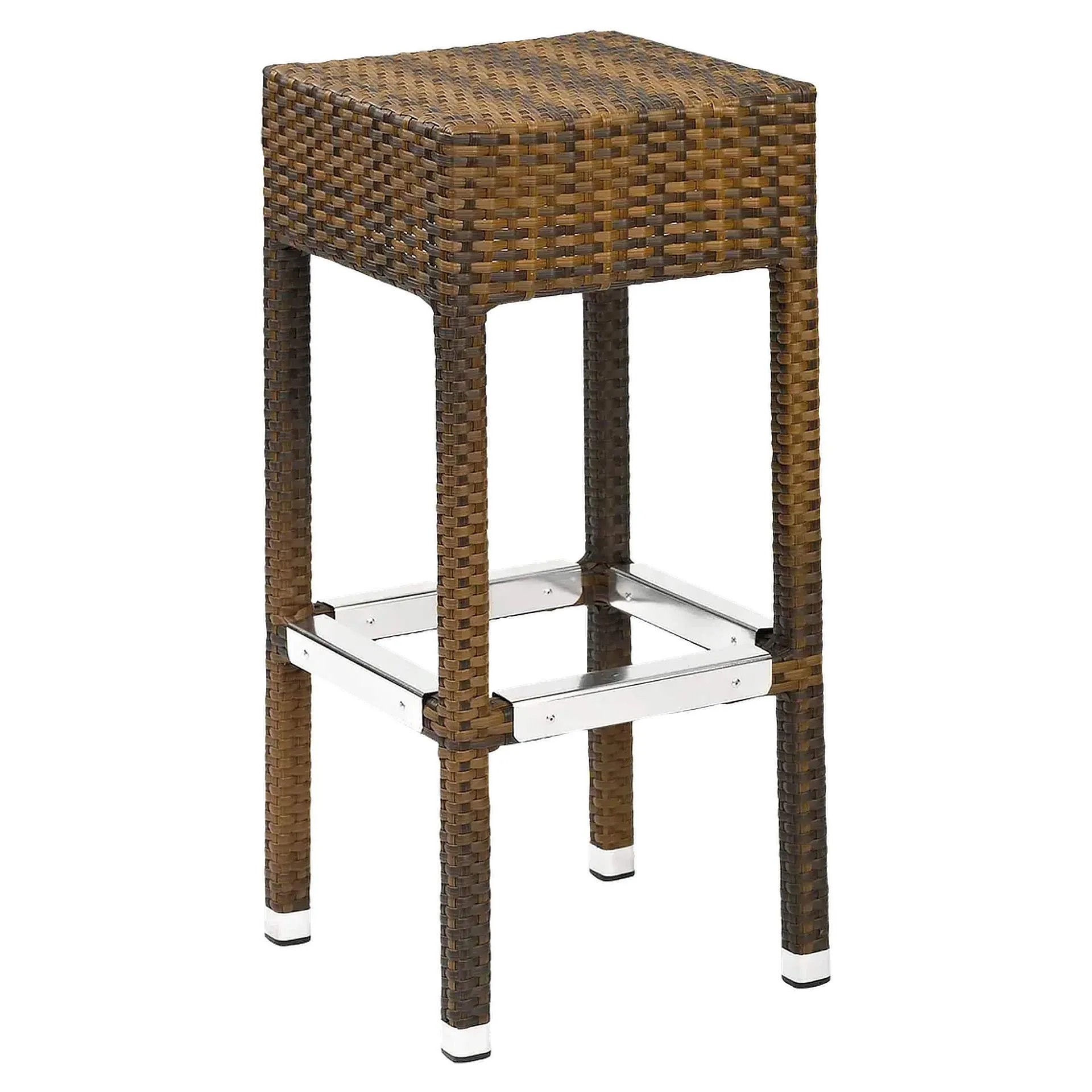 Hocker Ulf, Geflecht burned, Polyrattan, Terrassenbarhocker, Outdoorbarhocker